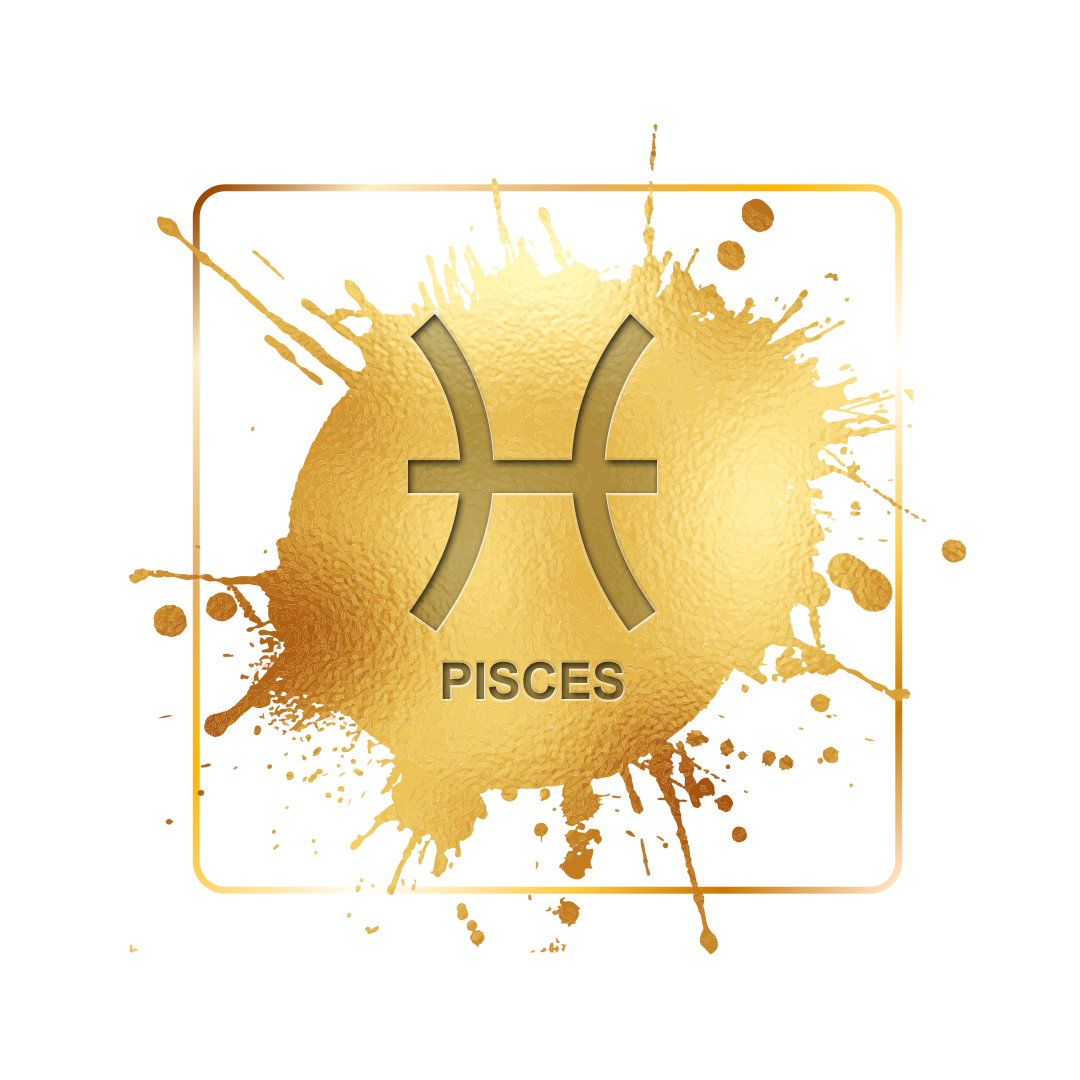 Golden Pisces zodiac sign png, Pisces sign PNG, Pisces gold PNG transparent images, Zodiac Pisces png images